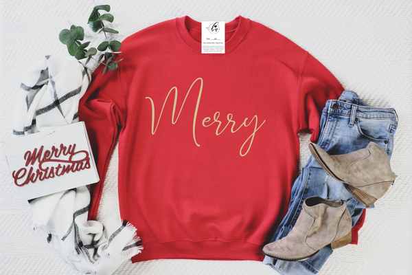 Merry {Script} Classic Crew Sweaters