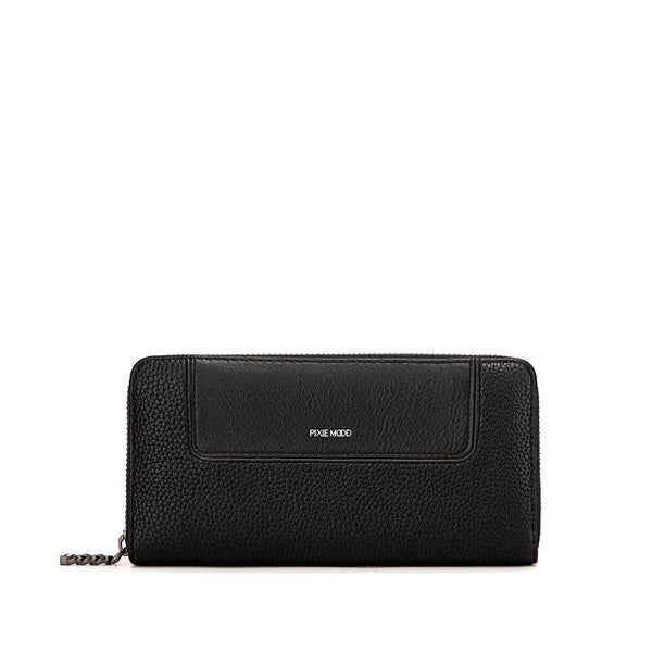 Mae - Recycled Vegan Zip Wallet - Black Pebbled