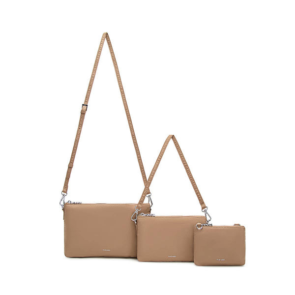 Drea - Recycled Nylon Pouches Set - Latte Nylon
