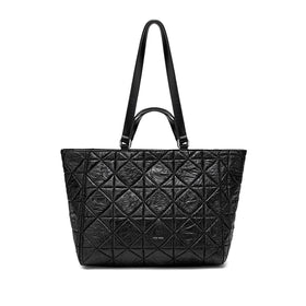 Brenda - Recycled Quilted Nylon Tote - Black Quilted