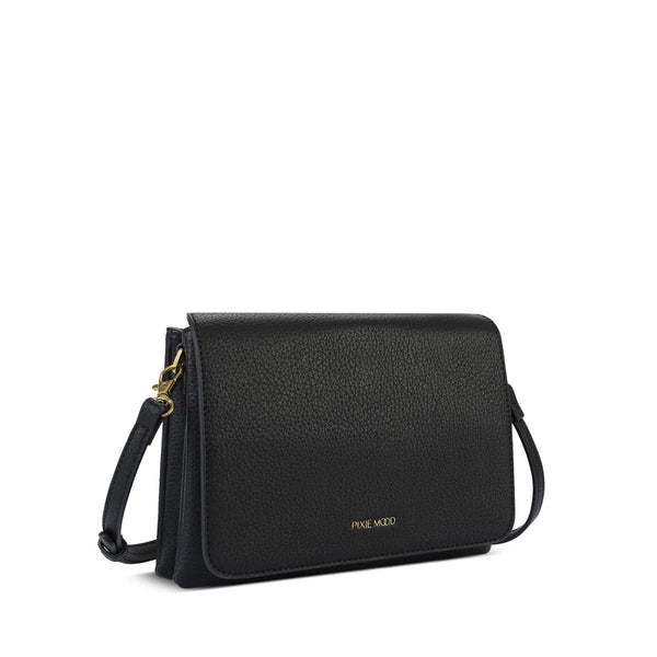 Gianna - Recycled Vegan Crossbody Bag - Black Pebbled