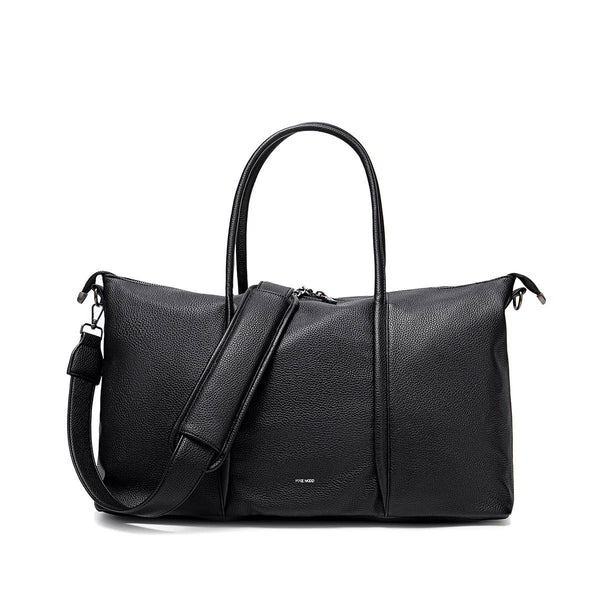 Amara - Recycled Vegan Weekender Bag - Black Pebbled