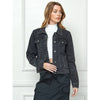 Cropped Denim Jacket with Asymmetric Seam