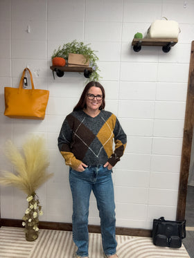 V-neck Patterned Sweater