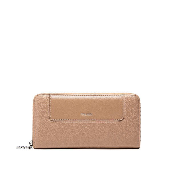 Mae - Recycled Vegan Zip Wallet - Latte Pebbled