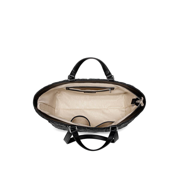 Brenda - Recycled Quilted Nylon Tote - Black Quilted
