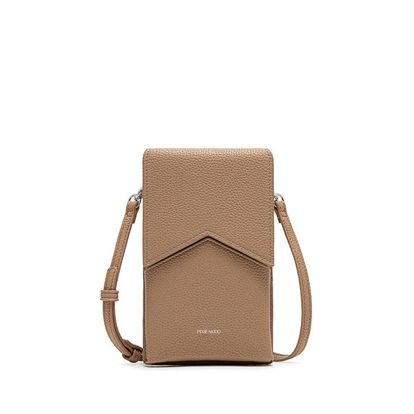 Karla - Recycled Vegan Phone Crossbody Bag - Latte Pebbled