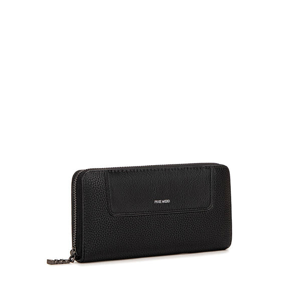 Mae - Recycled Vegan Zip Wallet - Black Pebbled