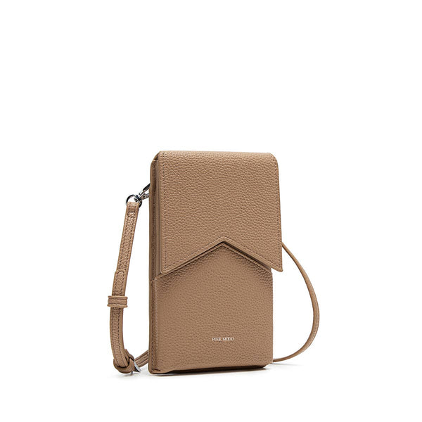 Karla - Recycled Vegan Phone Crossbody Bag - Latte Pebbled
