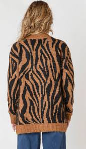 Button Front Patterned Cardigan