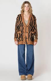 Button Front Patterned Cardigan