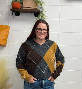 V-neck Patterned Sweater