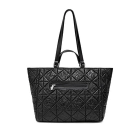 Brenda - Recycled Quilted Nylon Tote - Black Quilted