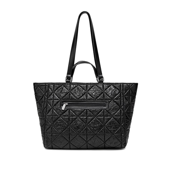 Brenda - Recycled Quilted Nylon Tote - Black Quilted