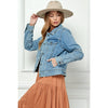 Cropped Denim Jacket with Asymmetric Seam