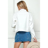 Cropped Denim Jacket with Asymmetric Seam