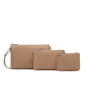 Drea - Recycled Nylon Pouches Set - Latte Nylon