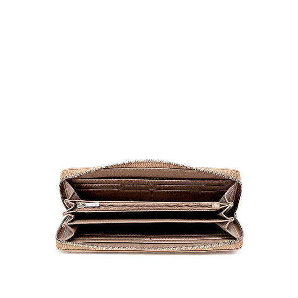 Mae - Recycled Vegan Zip Wallet - Latte Pebbled