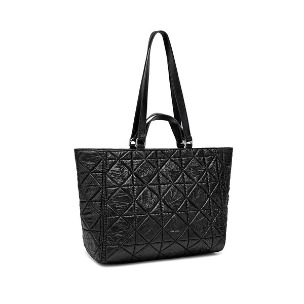 Brenda - Recycled Quilted Nylon Tote - Black Quilted