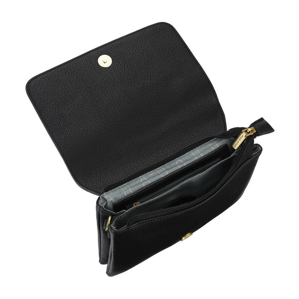 Gianna - Recycled Vegan Crossbody Bag - Black Pebbled