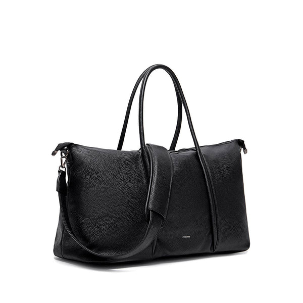Amara - Recycled Vegan Weekender Bag - Black Pebbled