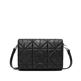 Gianna - Recycled Vegan Crossbody Bag - Black Quilted